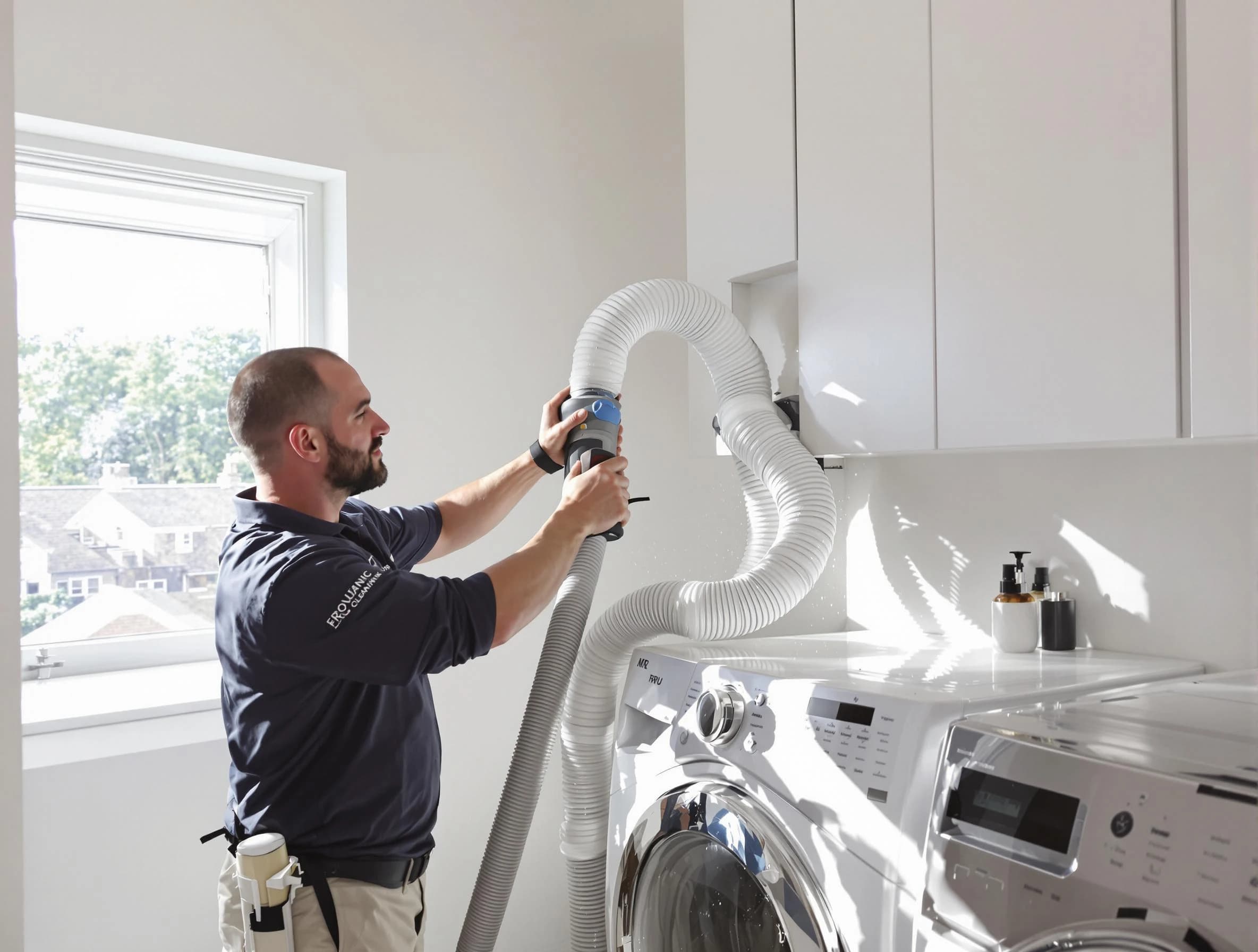 Certified Anaheim Dryer Vent Cleaning technician performing dryer vent cleaning in Anaheim