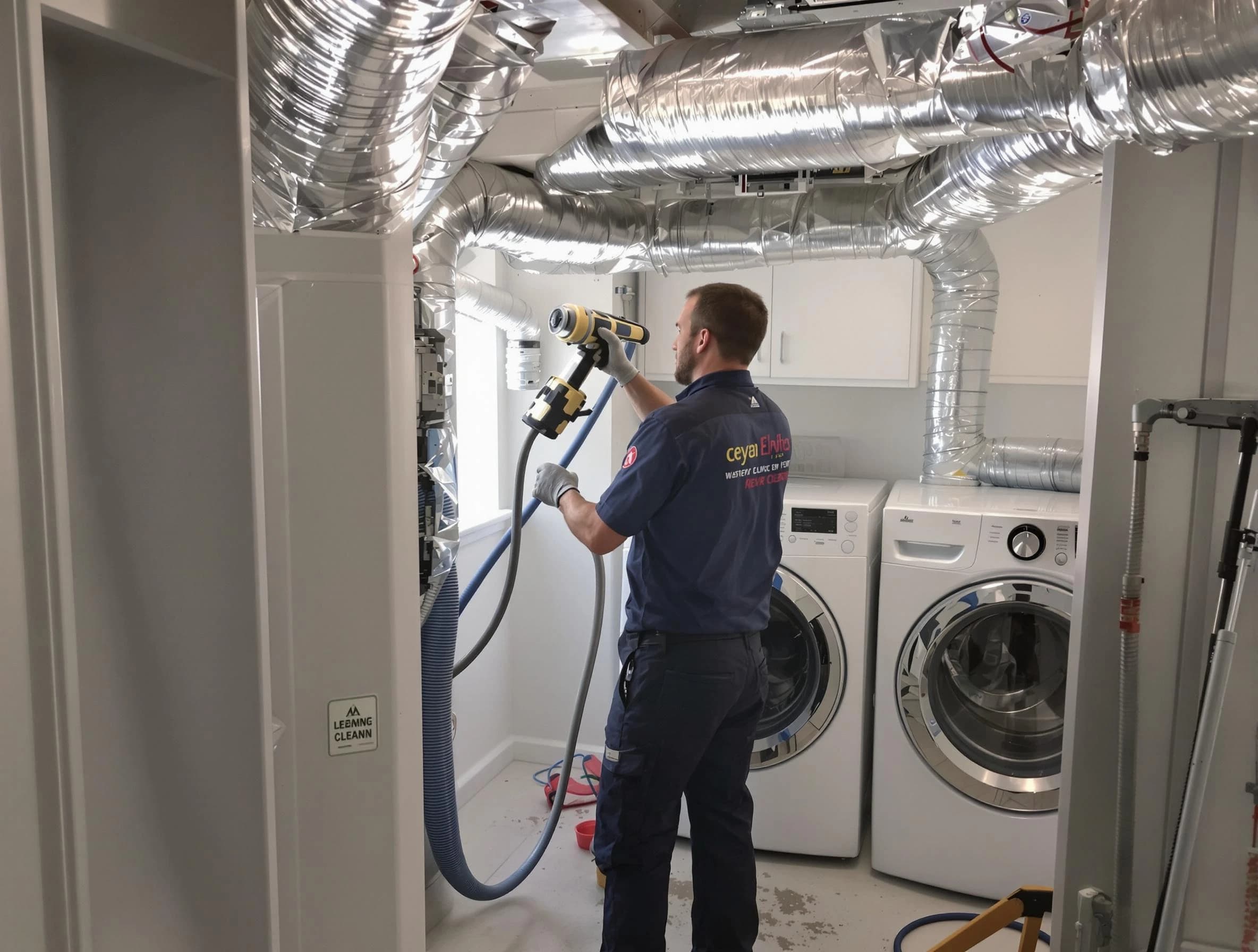 Anaheim Dryer Vent Cleaning specialist using advanced equipment for thorough duct cleaning in Anaheim